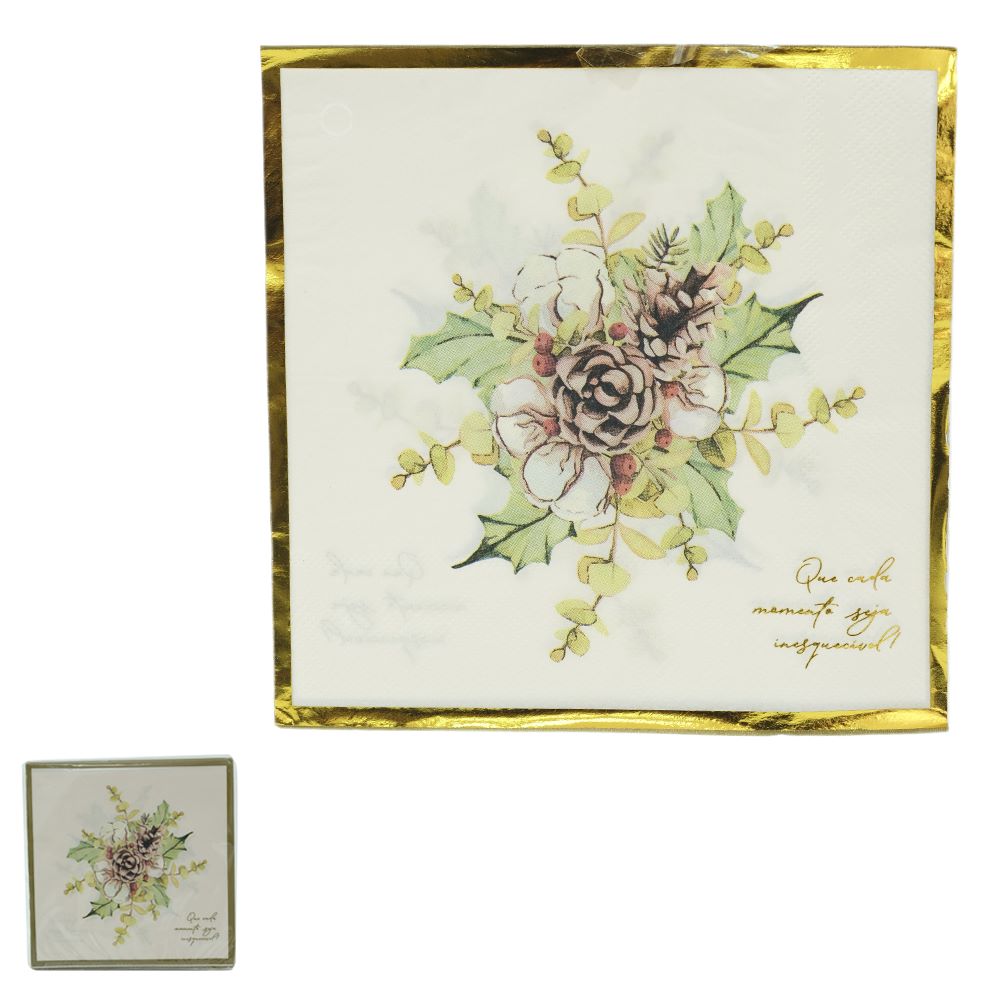 Guardanapo de Papel Natal com 20 Unidades 33cm Flor arte
